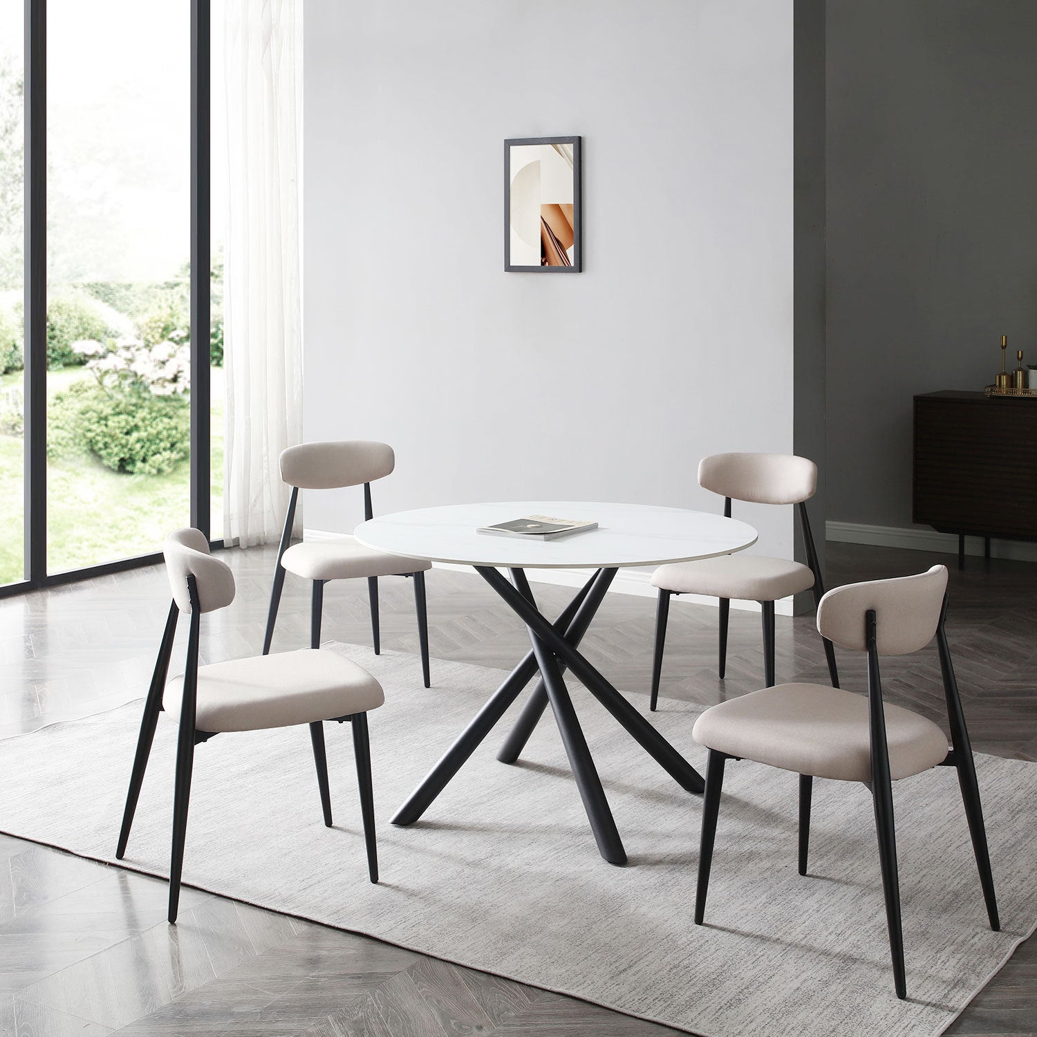 Modern Dining Chairs  Curved Backrest Round (Set of 2 Light Grey