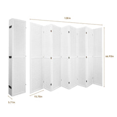 8 Panel Room Divider, 5.6Ft Pegboard Display Wooden Room Divider - Elegant White