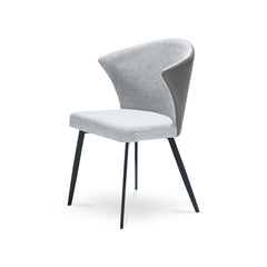 Set of 2 - Modern Minimalist Gray Dining Chairs, Carbon Steel Legs
