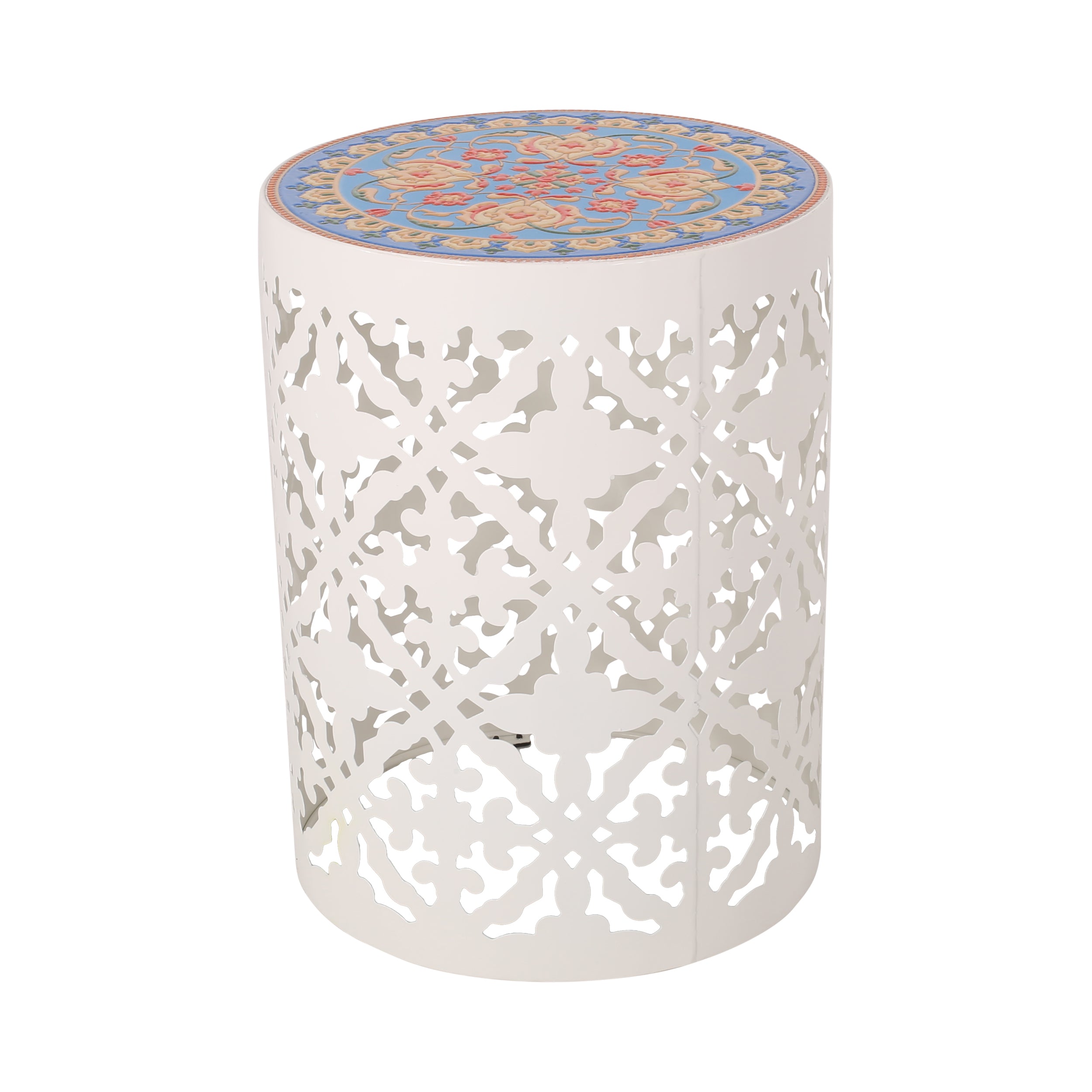 Mosaic Metal Fram Side Table - White