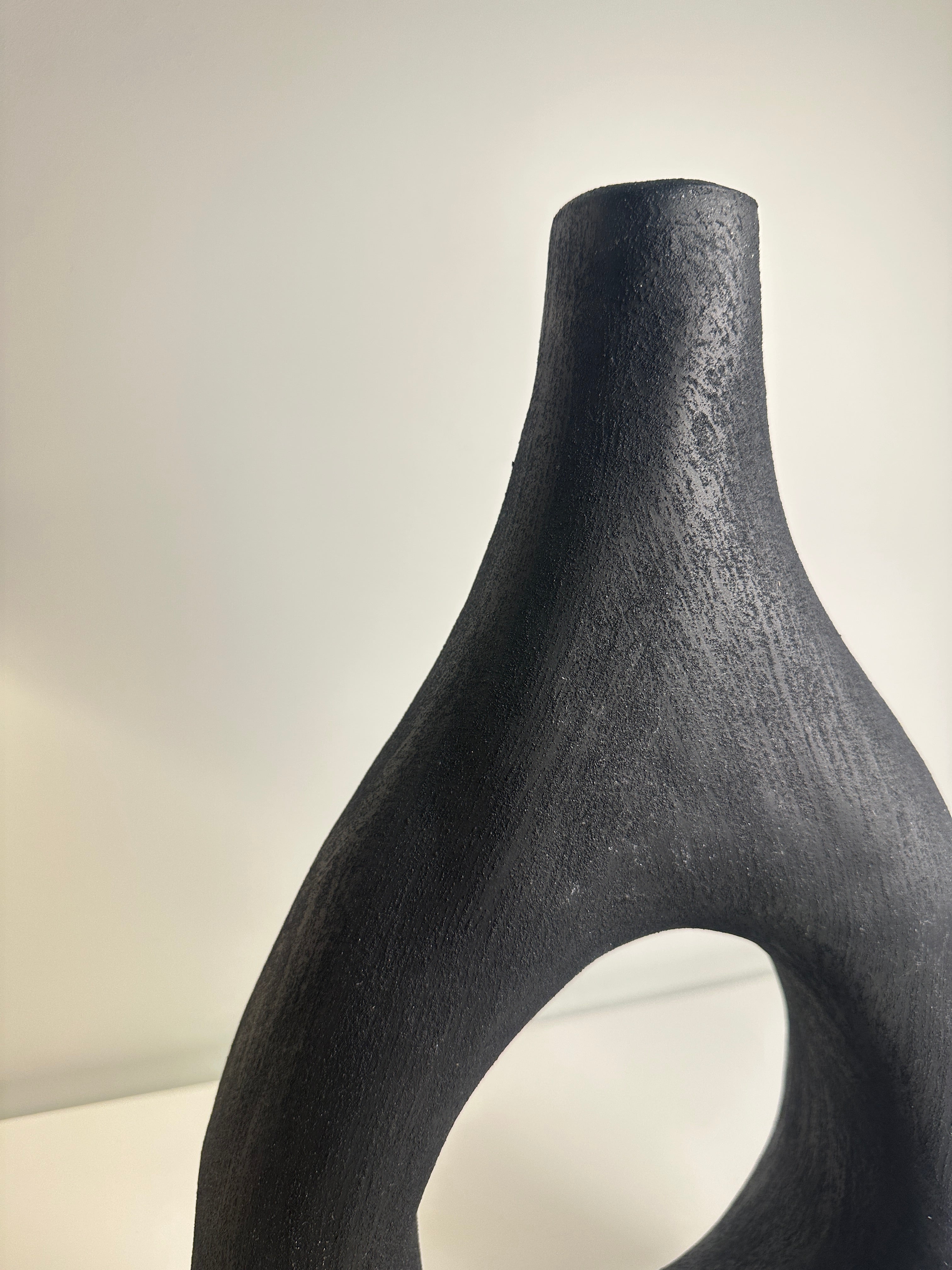 Modern Art Deco Minimalist Metal Vase 18" Black