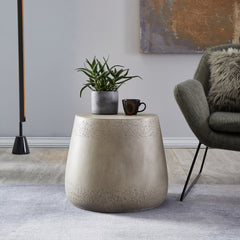 Minimalist Drum Shape Side Table - Light Gray