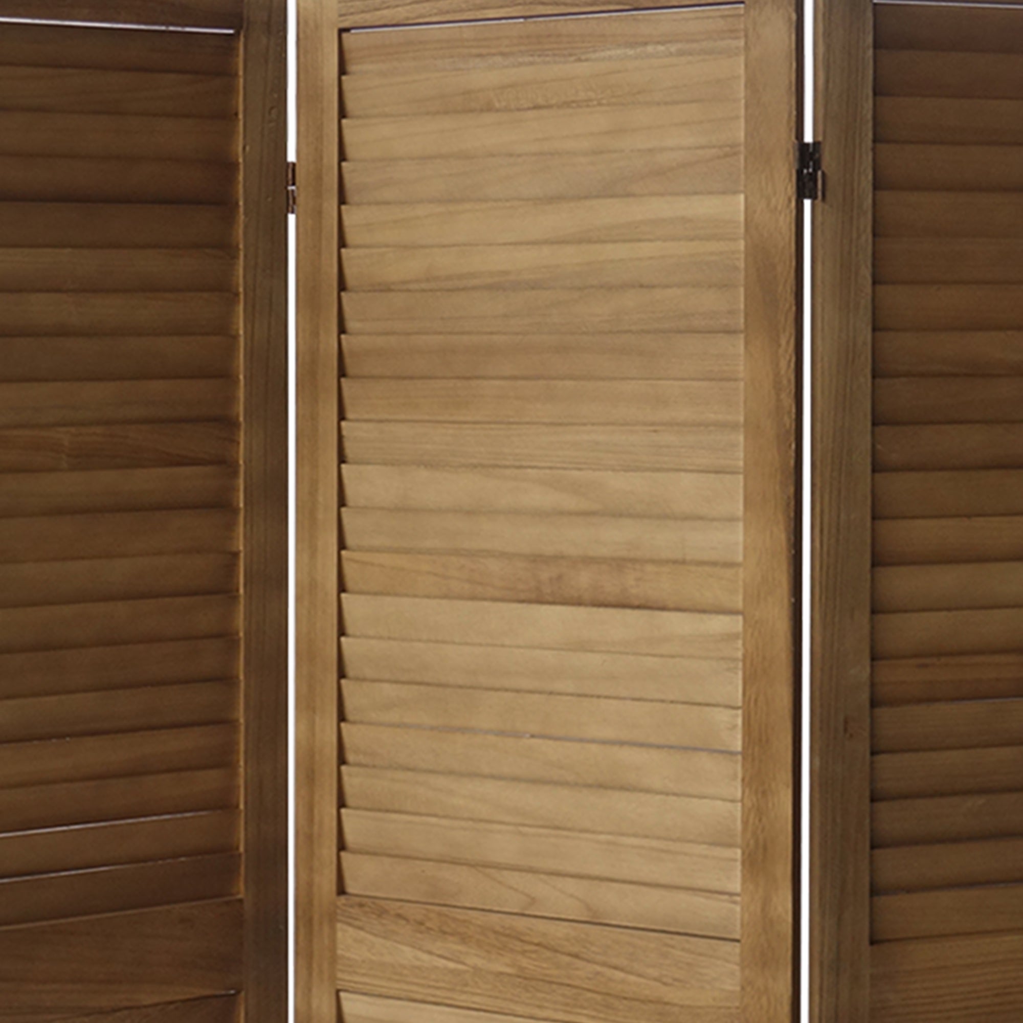 Paulownia Wood Panel Divider Screen, Shutter Design, 3 Panels - Natural Oak Brown