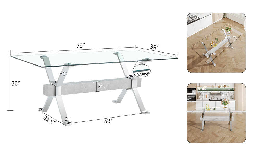 Modern Tempered Glass Dining Table