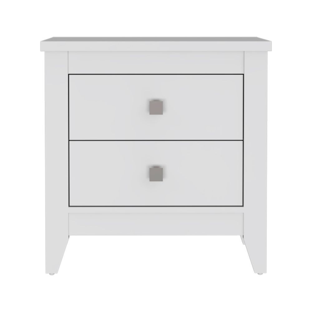 Amara Nightstand, Two Shelves/Four Legs - White