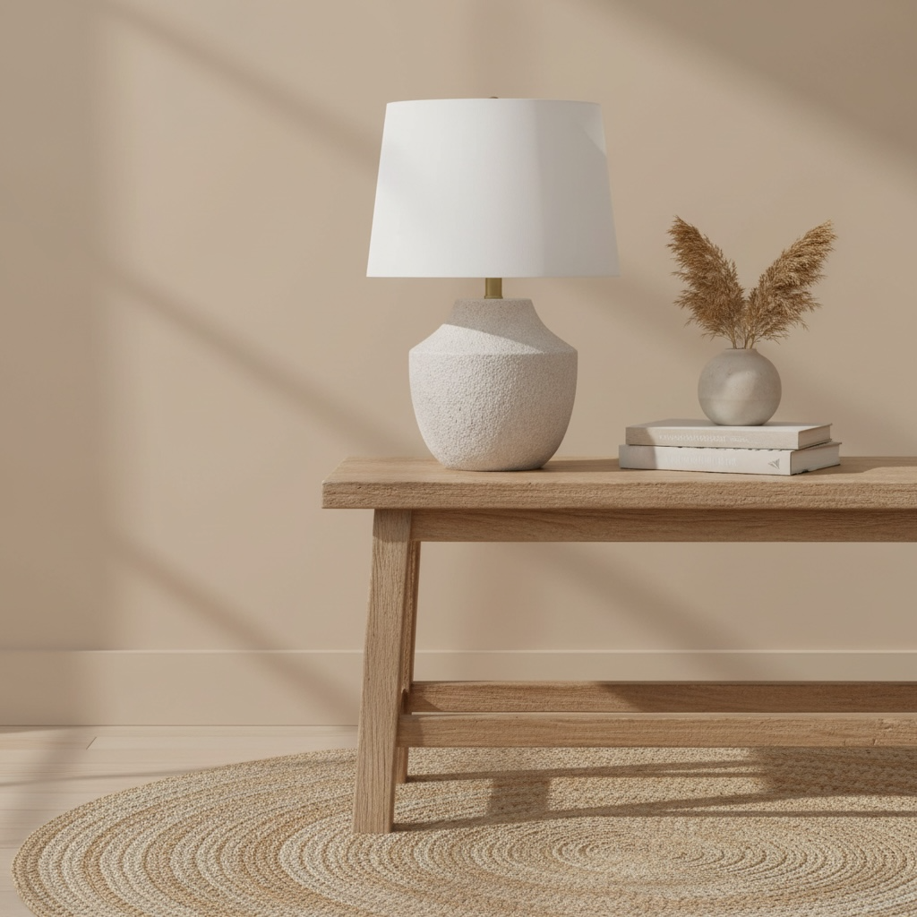 Lighting, 20"h, Table Lamp, Cream Concrete, Ivory / Cream Shade, Modern