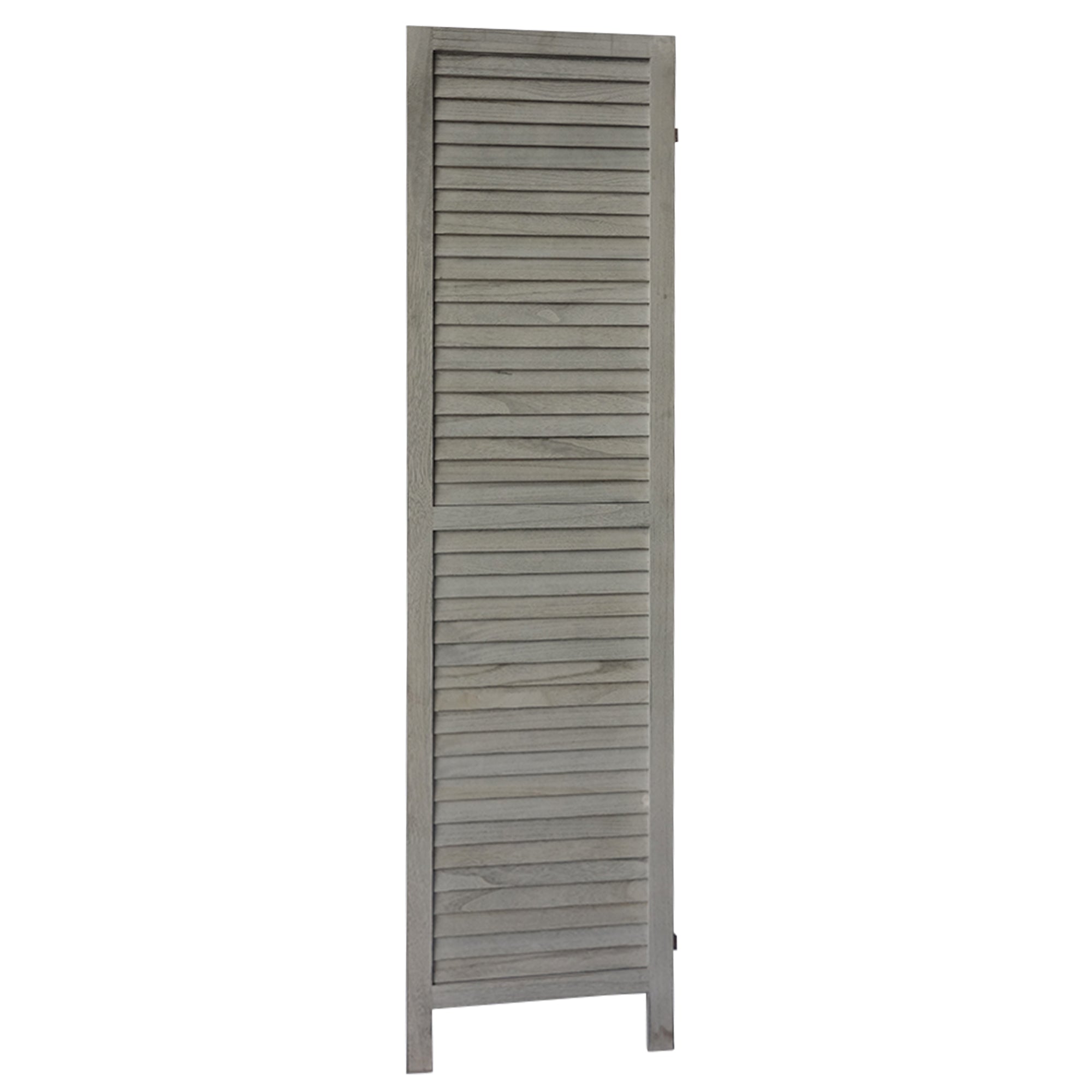 Paulownia Wood Panel Divider Screen, Shutter Design, 3 Panels - Distressed Gray