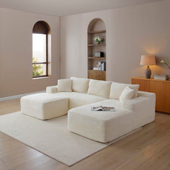 105'' Modular Sectional Sofa, Cloud Sectional Couch with Deep Seat, Modern Modular L-Shape Sofa Couch with Ottoman,Upholstered Couches for Living Room Bedroom,No Assembly, (BEIGE)