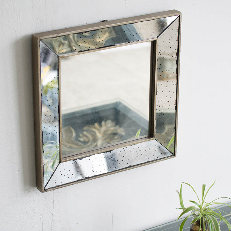 18"x18" Distressed Silver Square Accent Mirror - Traditional Style