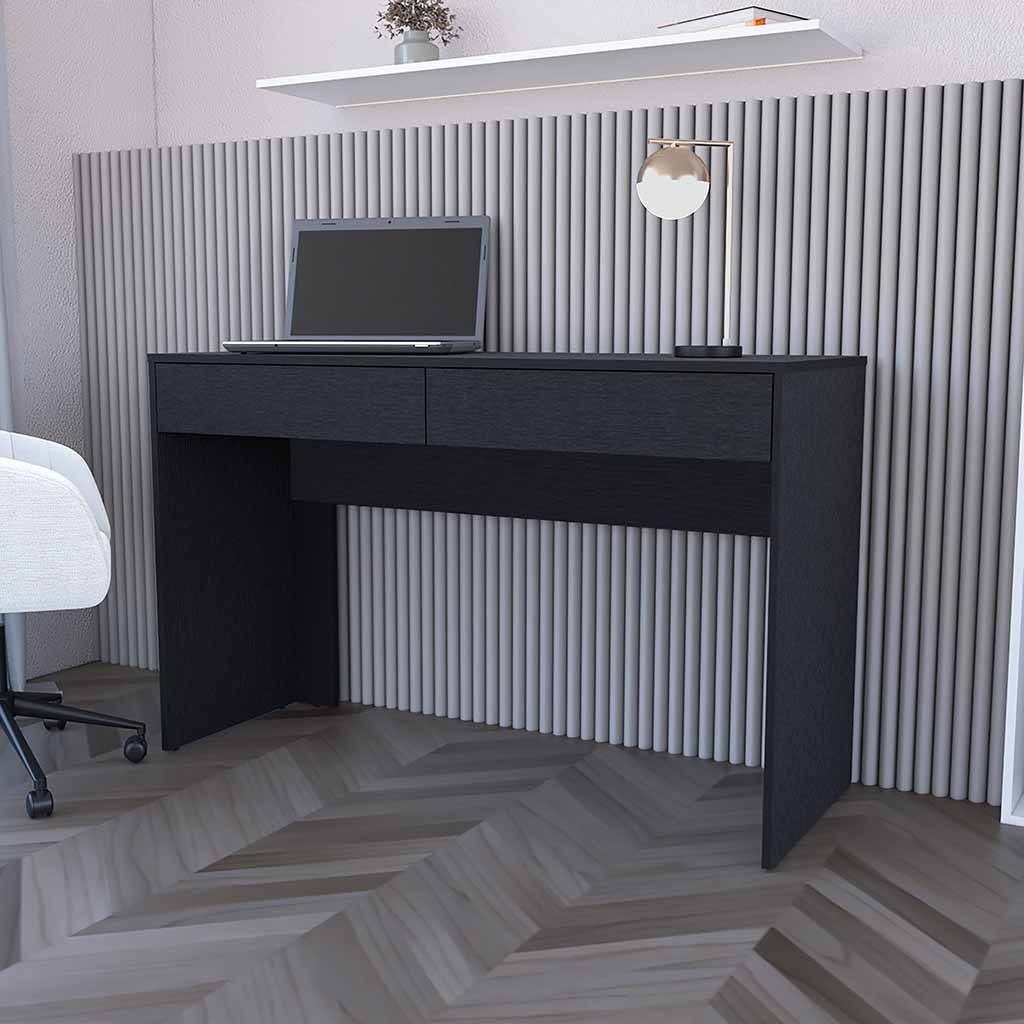 Tampa Writing Computer Desk Two Drawers - Black