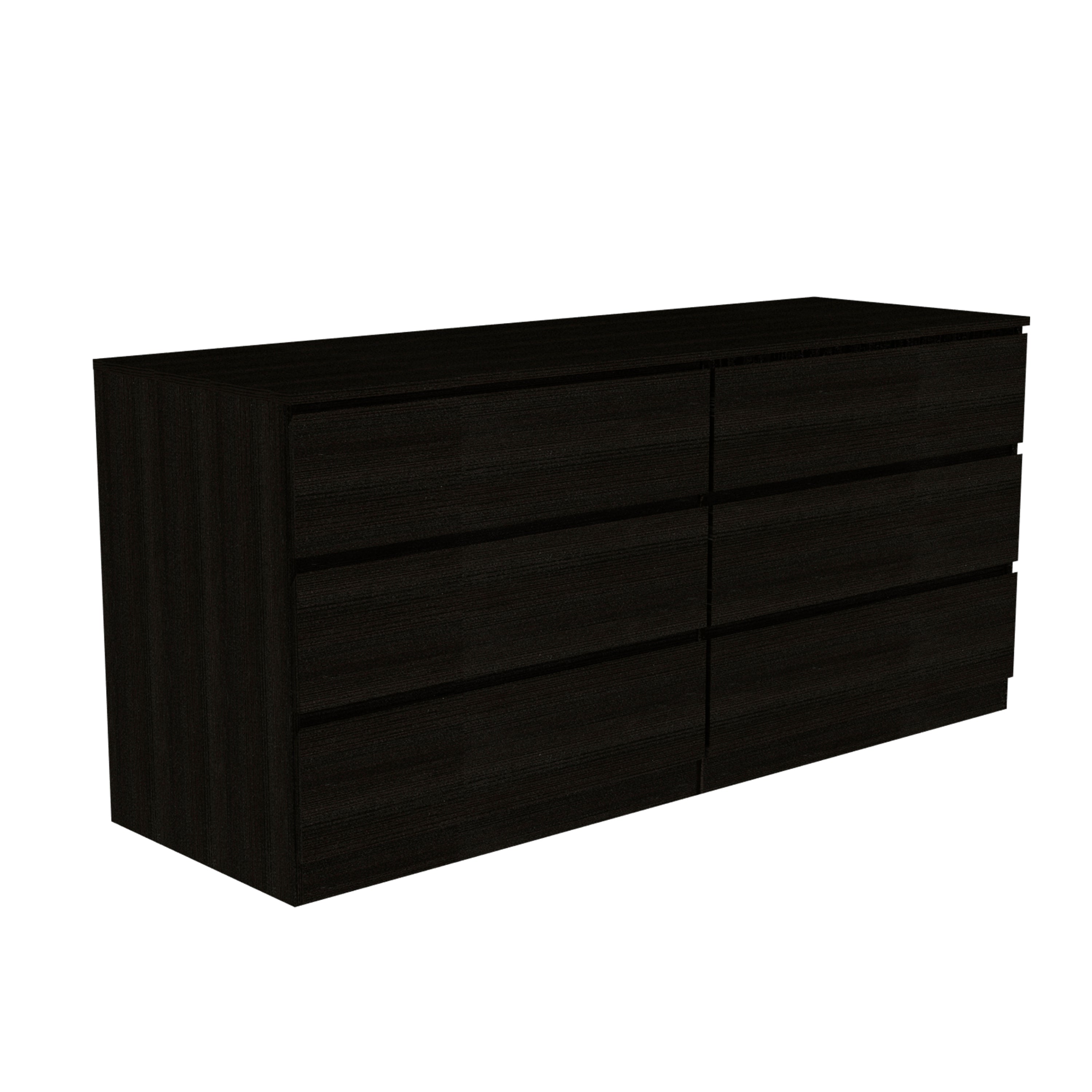 6 Drawer Double Dresser - Black