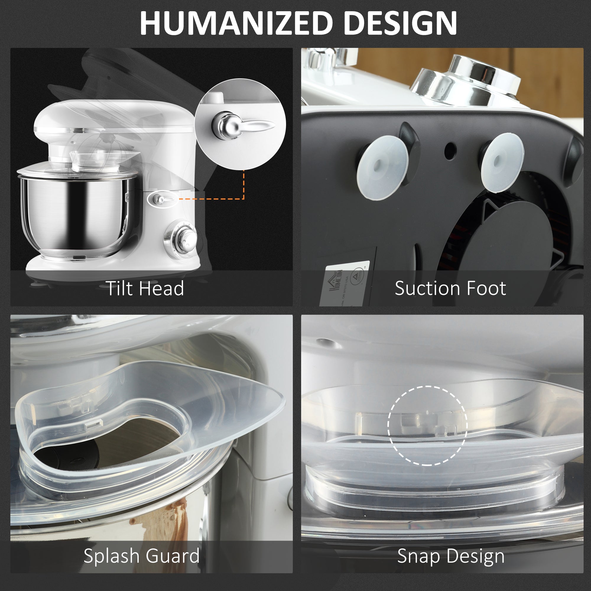 Stand Mixer with 6+1P Speed, 600W Tilt Head, Beater for Baking Bread, Cakes and Cookies, Silver