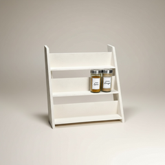 Minimalist Textured Kitchen Spice Wood Stand Rack (can fit 18 spice jars) - Cream