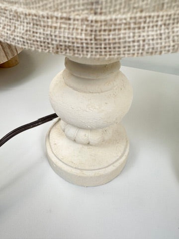 Minimalist Set of 2 Small Desk Lamp Cream Textured  12.5" tall (base 4x4")