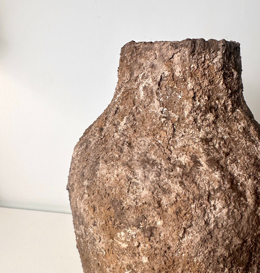 Rustic Tree Style Textured Hand-Painted Ceramic Vase 13" tall - Dark Brown