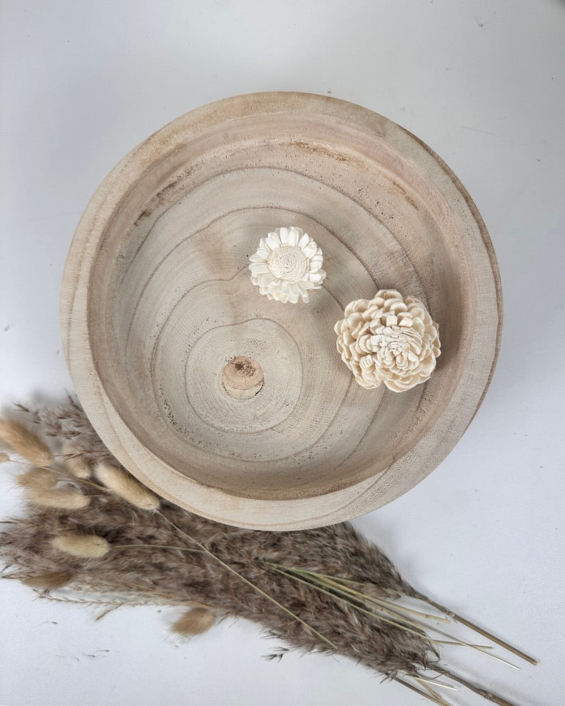 Boho Minimalist Rustic Paulownia Wood Tray 10" long- Beige
