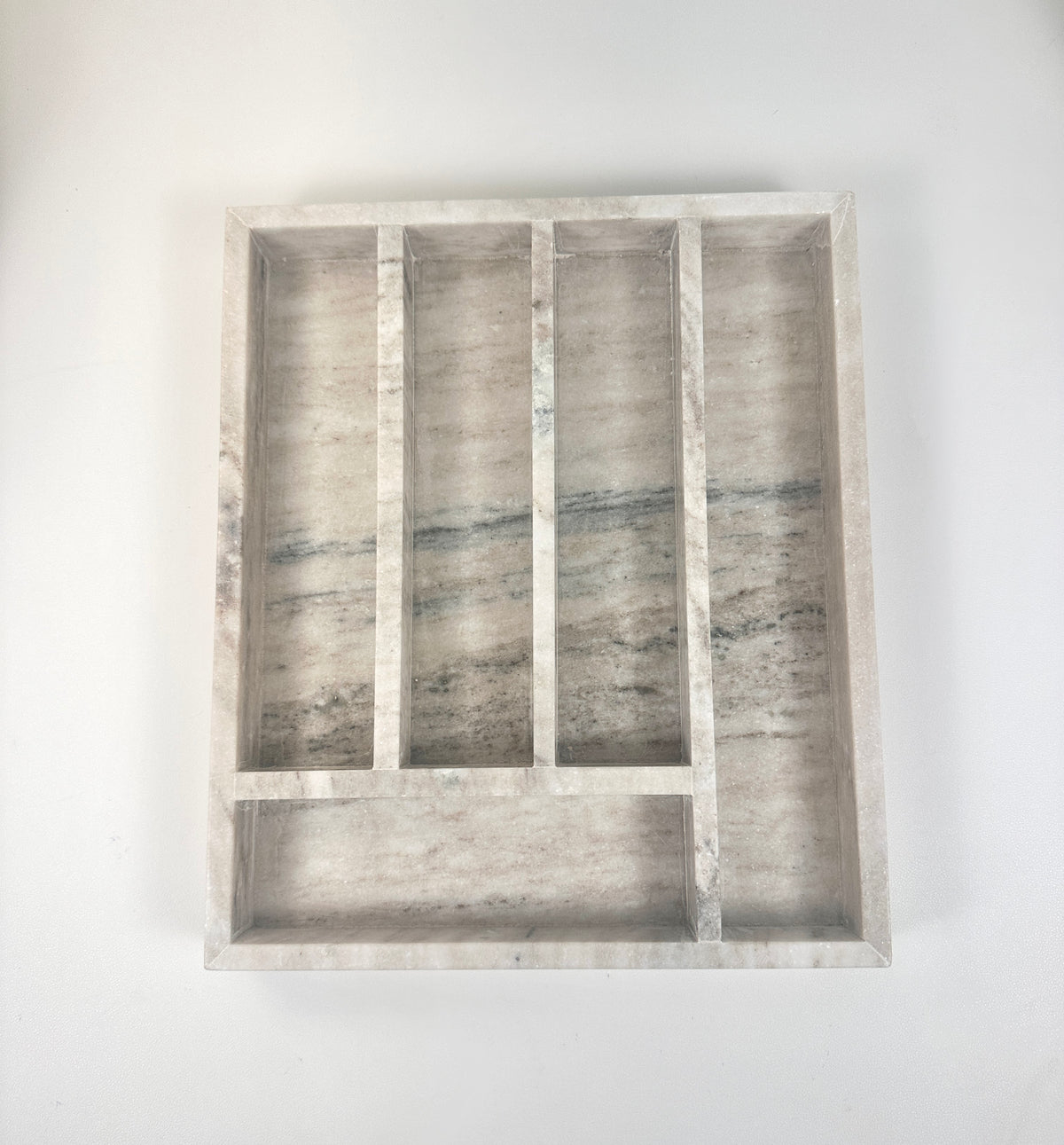 Luxury Marble Silverware/ Jewelry Tray Light Beige 13x11x1.8“