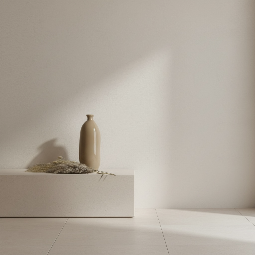 Contemporary Spanish Handcrafted Decorative Glass Vase, Tan, Modern Cylindrical Design 14"