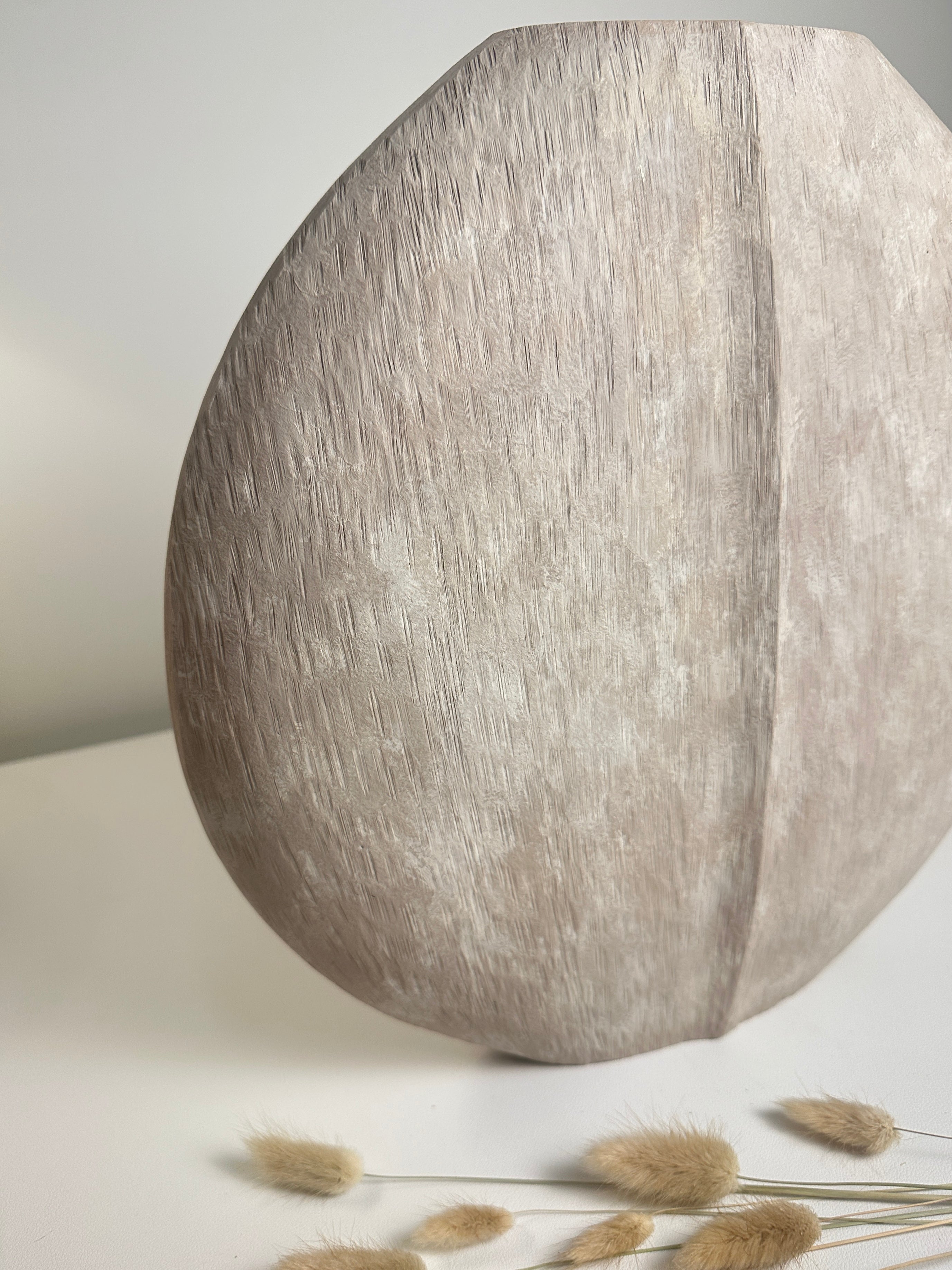 Modern Round metallic Beige Washed vase 14” tall
