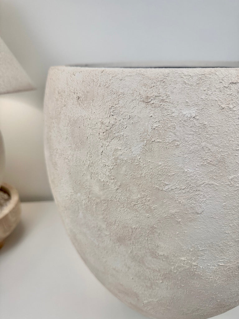 Minimalist Textured Hand-painted Ceramic Planter 16" tall - cream/off-white
