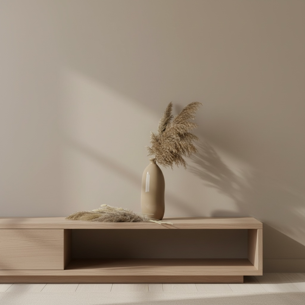 Contemporary Spanish Handcrafted Decorative Glass Vase, Tan, Modern Cylindrical Design 14"