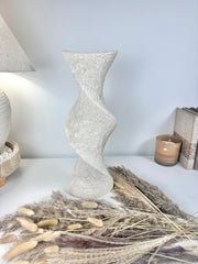 Minimalist Textured Hand-painted Ceramic Vase 16" off white washed