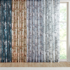 50x95" Printed Floral Rod Pocket and Back Tab Voile Sheer Curtain - Blush