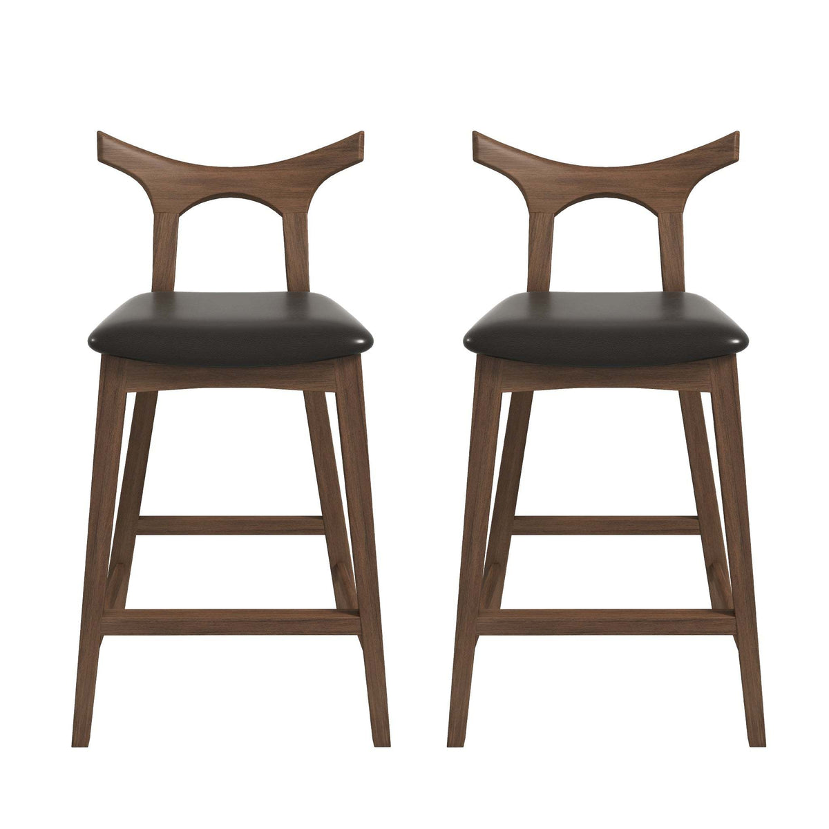 Set of 2 - Hester Solid Wood Upholstered Square Bar Chair - Black/Wood