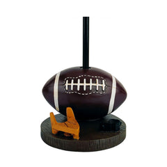 15" Tall Polyresin Accent Table Lamp, Football Shaped, Cone Linen Shade