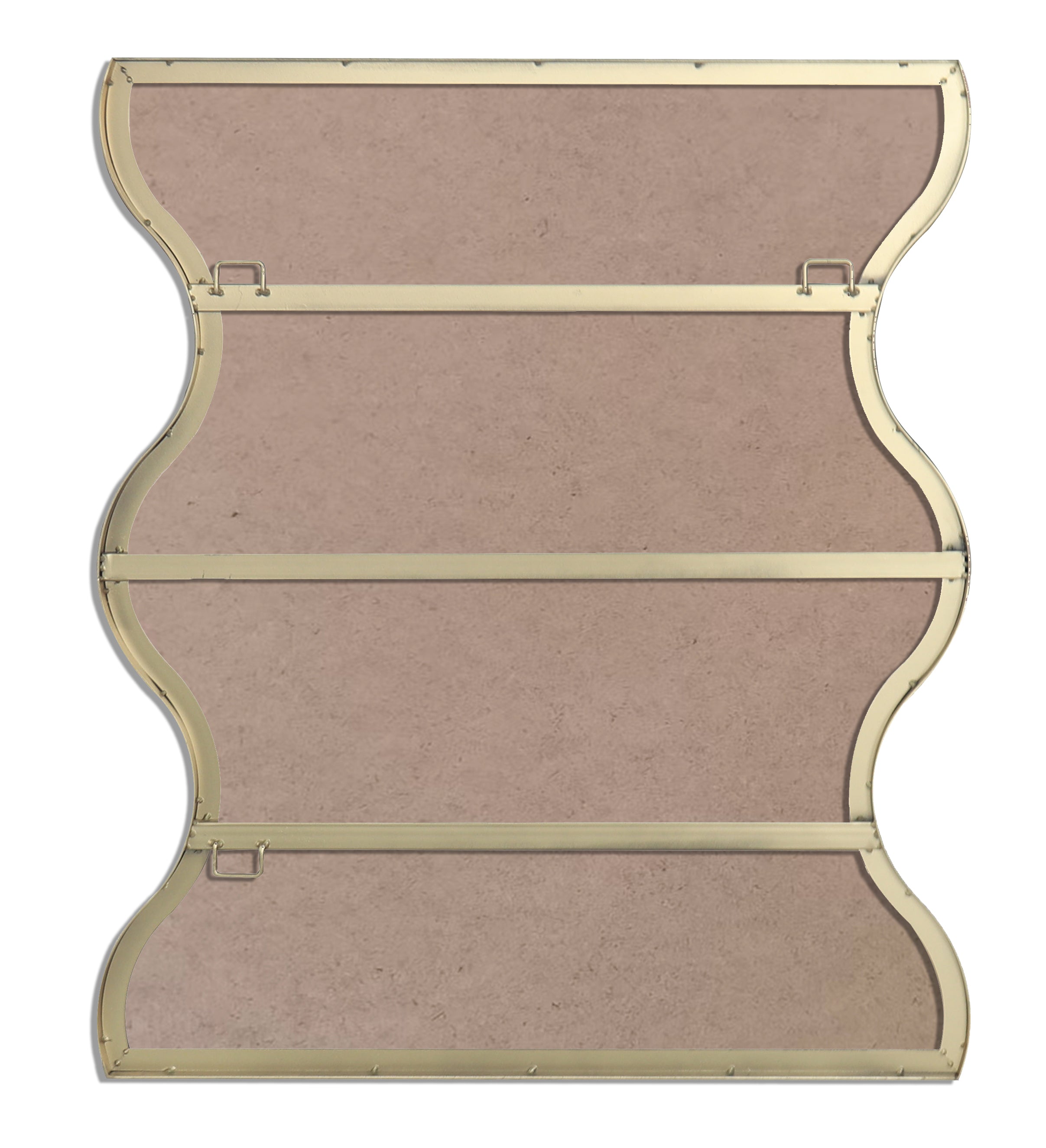 Wall Mirror 30x35 Inch Golden Rectangular Mirror with 2 Wavy Sides Metal Framed Mirror