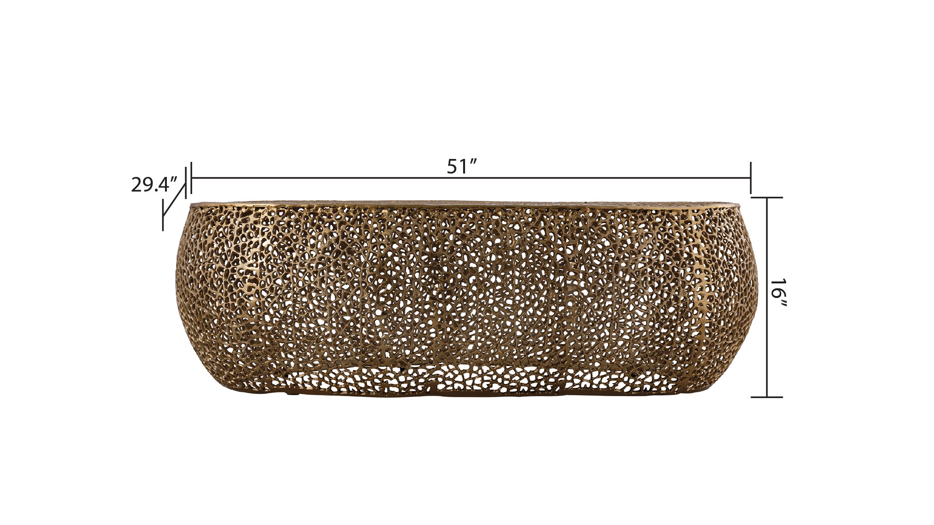Contemporary Oval Coffee Table Gold