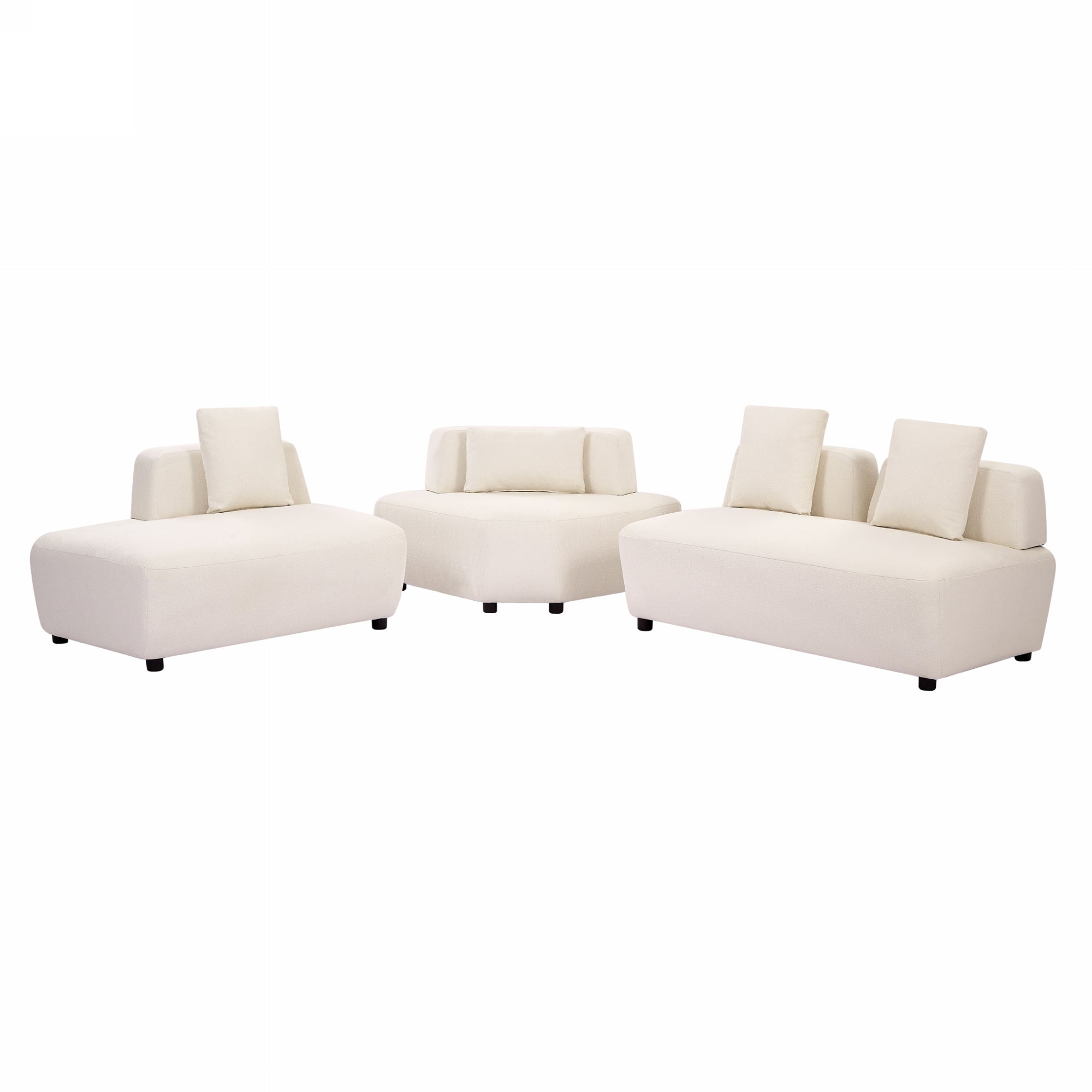 Contemporary 3-piece Sectional Sofa Free Convertible sofa with Four Removable Pillows - Beige