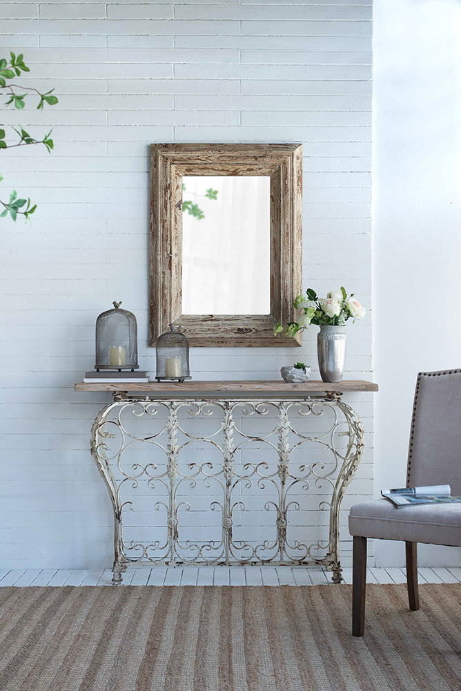 Rectangle Wall Accent Mirror with Distressed Wood Frame 30x2x39"