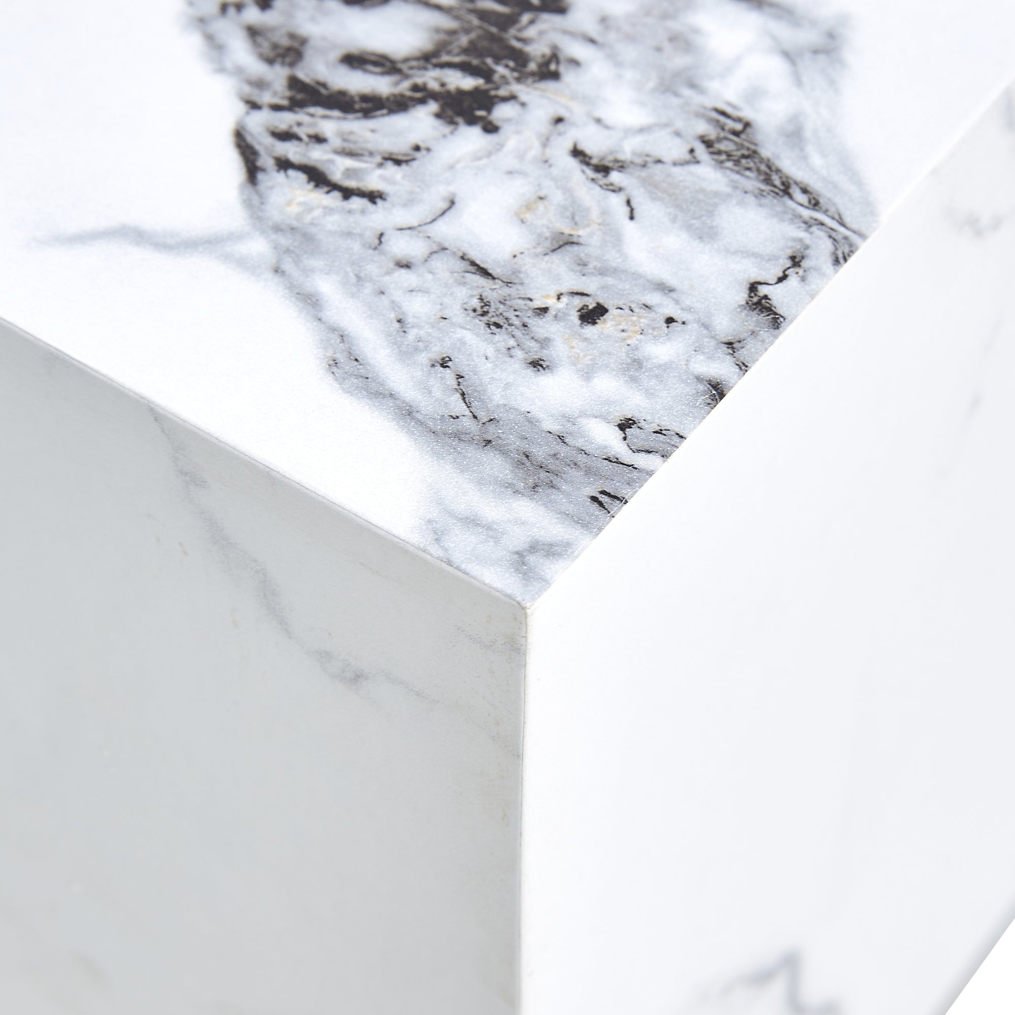 Modern Coffee Table with Marble Pattern - White
