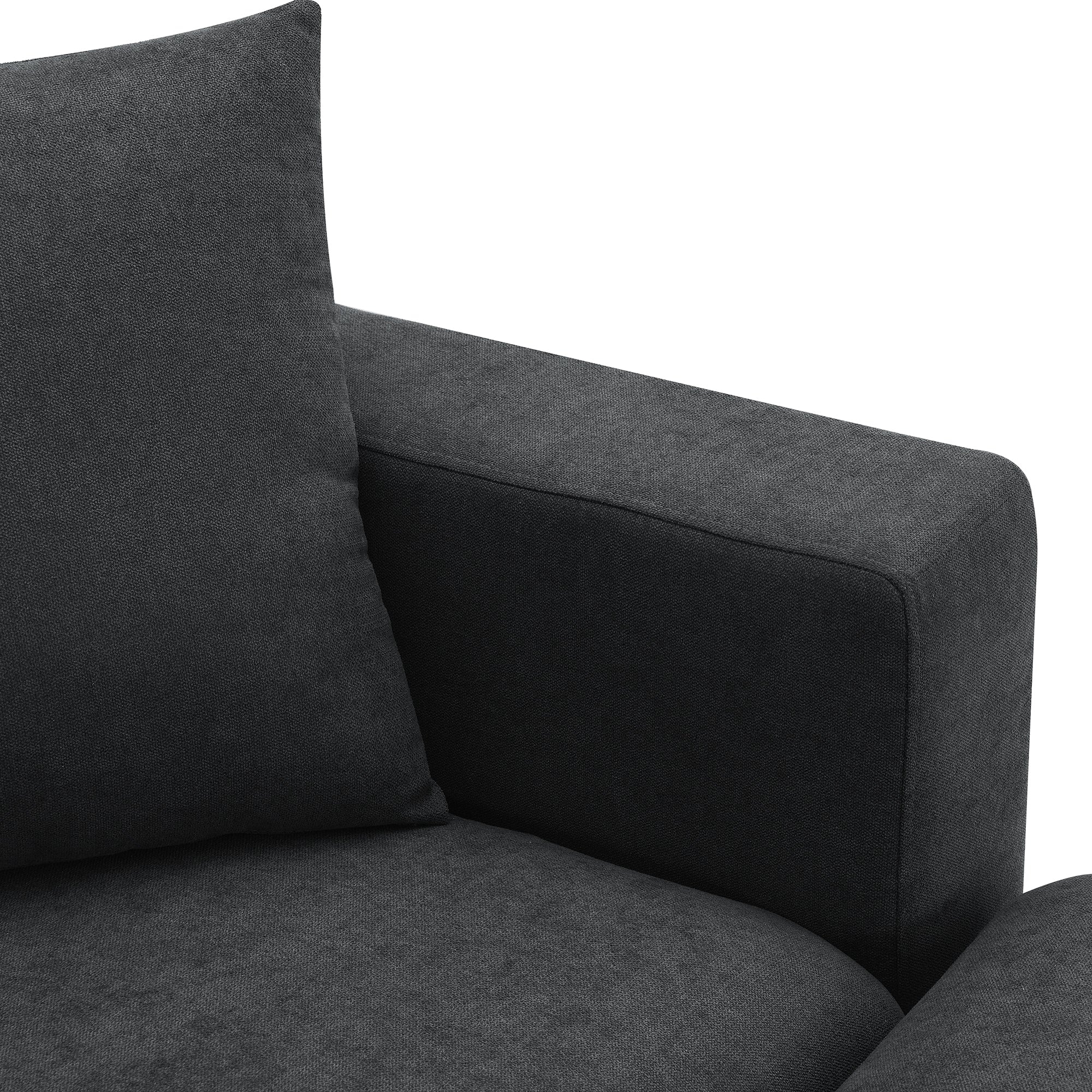 100.4x64.6" Modern Sectional Sofa, L-Shaped Couch Set With 2 Free Pillows, 4-Seat Polyester Fabric Couch Set With Convertible Ottoman - Black