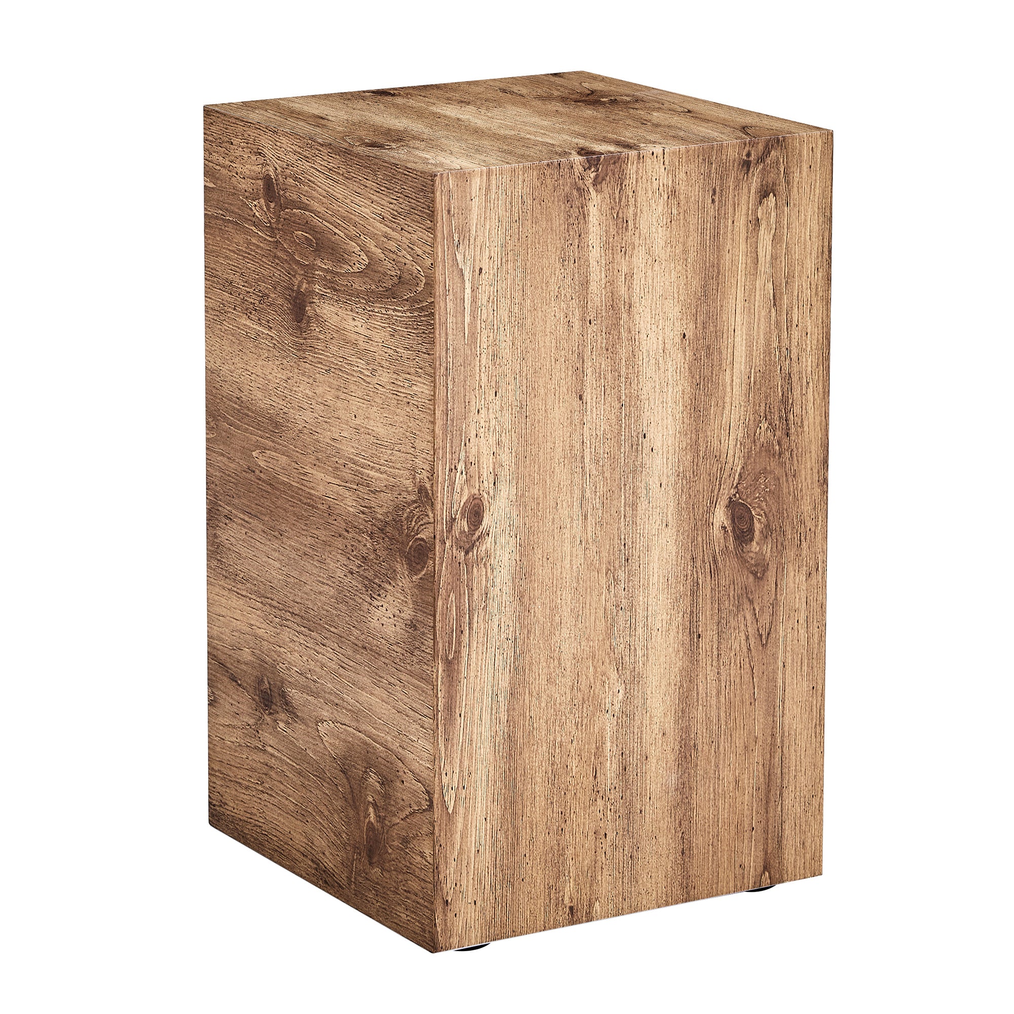 Rustic Minimalist Cube Side Table - Wood