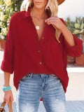 Women's Dropped Shoulder Bat Shirt Casual Long Sleeve Shirt