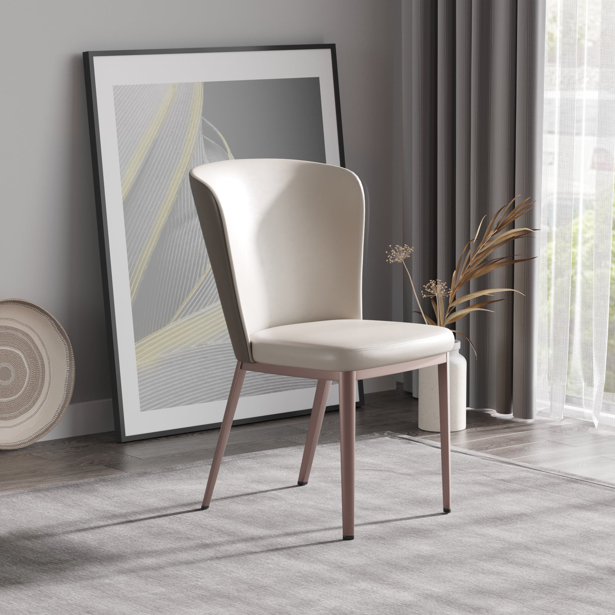 Modern Dining Chairs - White + Grey (Set of 2)