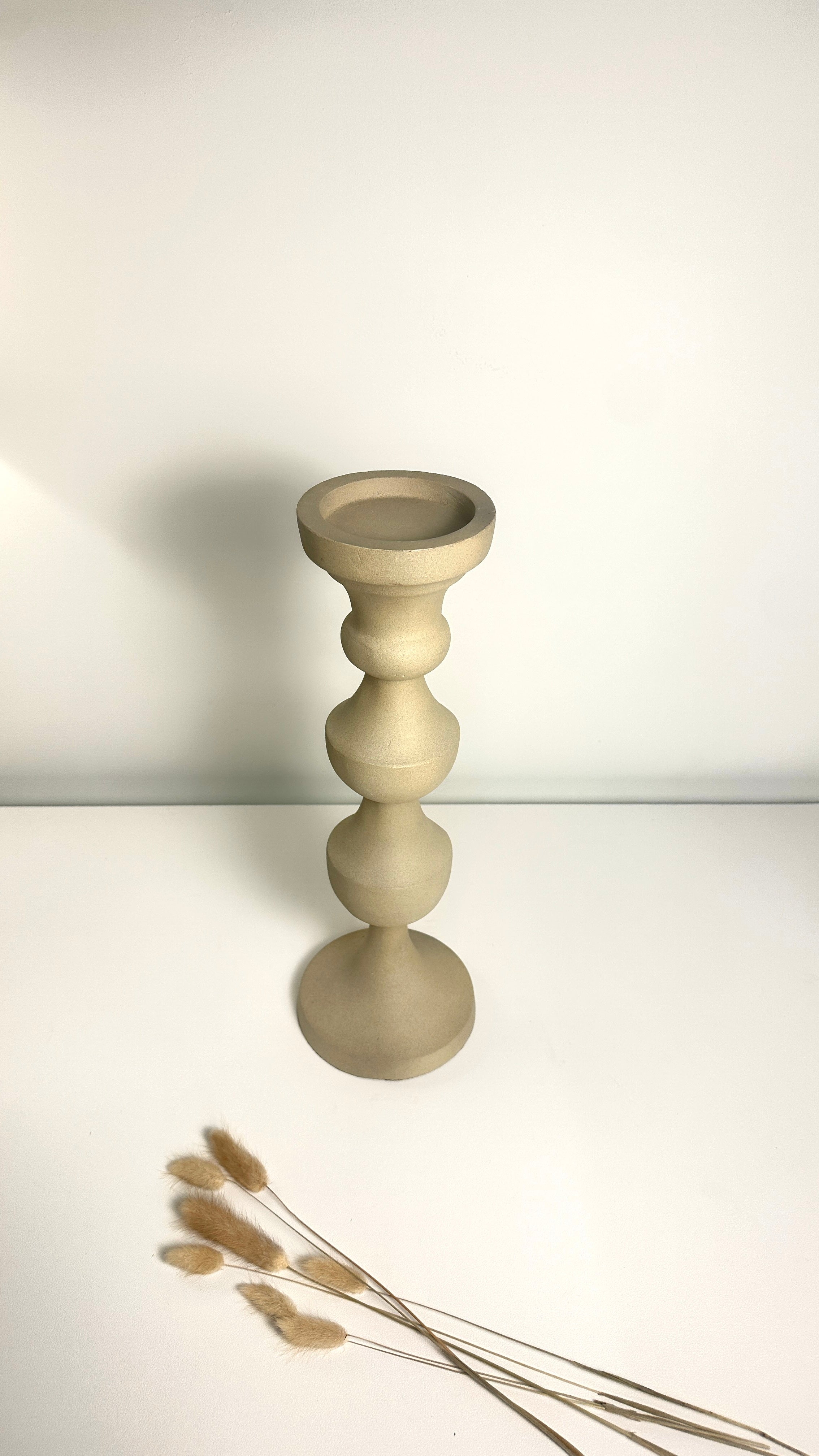 Sand Color Stone Style Candle Holder 15"