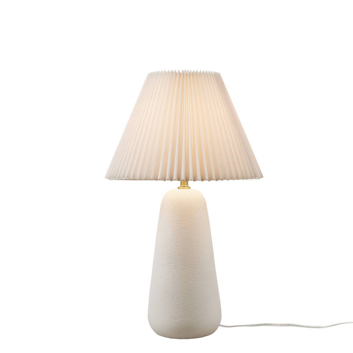 Textured Ceramic Table Lamp with Fluted Fabric Shade White
