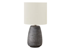 19"H Table Lamp, Grey Ceramic, Ivory / Cream Shade