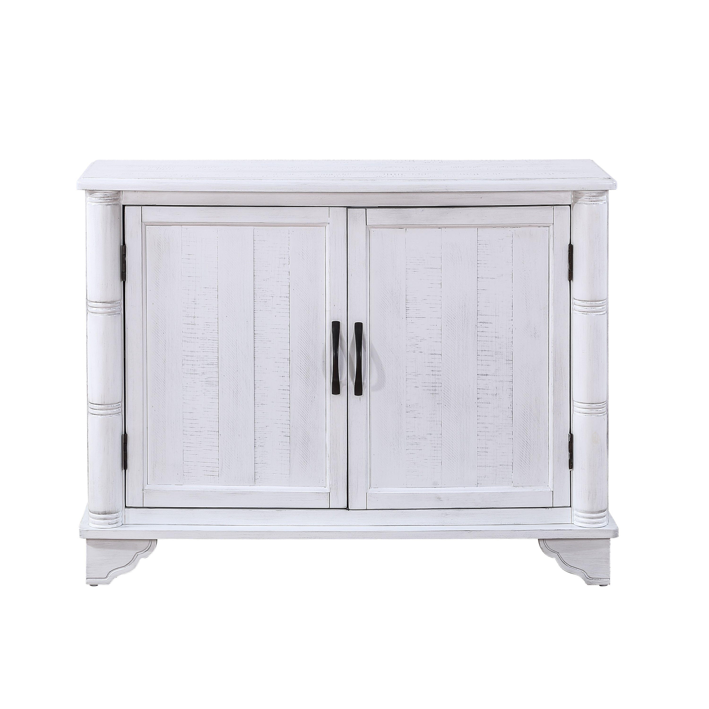 40"  Console Table with Storage Shelf, Retro Entryway Table with Adjustable Storage Shelf - Antique White