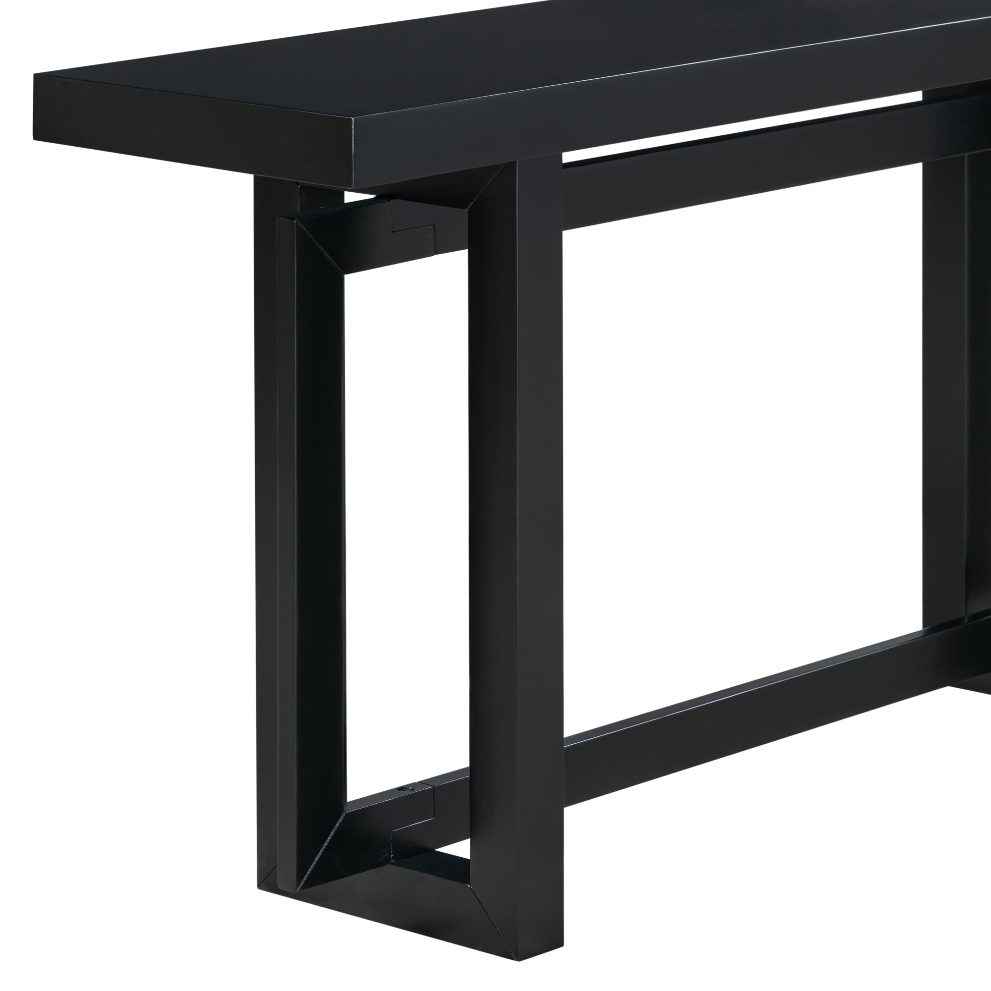 Contemporary Console Table with Industrial-inspired Concrete Wood Top, Extra Long Entryway Table for Entryway - Black