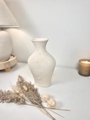 Minimalist Textured Hand-painted Ceramic Vase 11" tall  - Off-White
