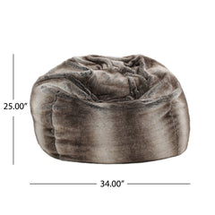 Modern Glam Faux Fur 3 Foot Bean Bag - Grey Taupe