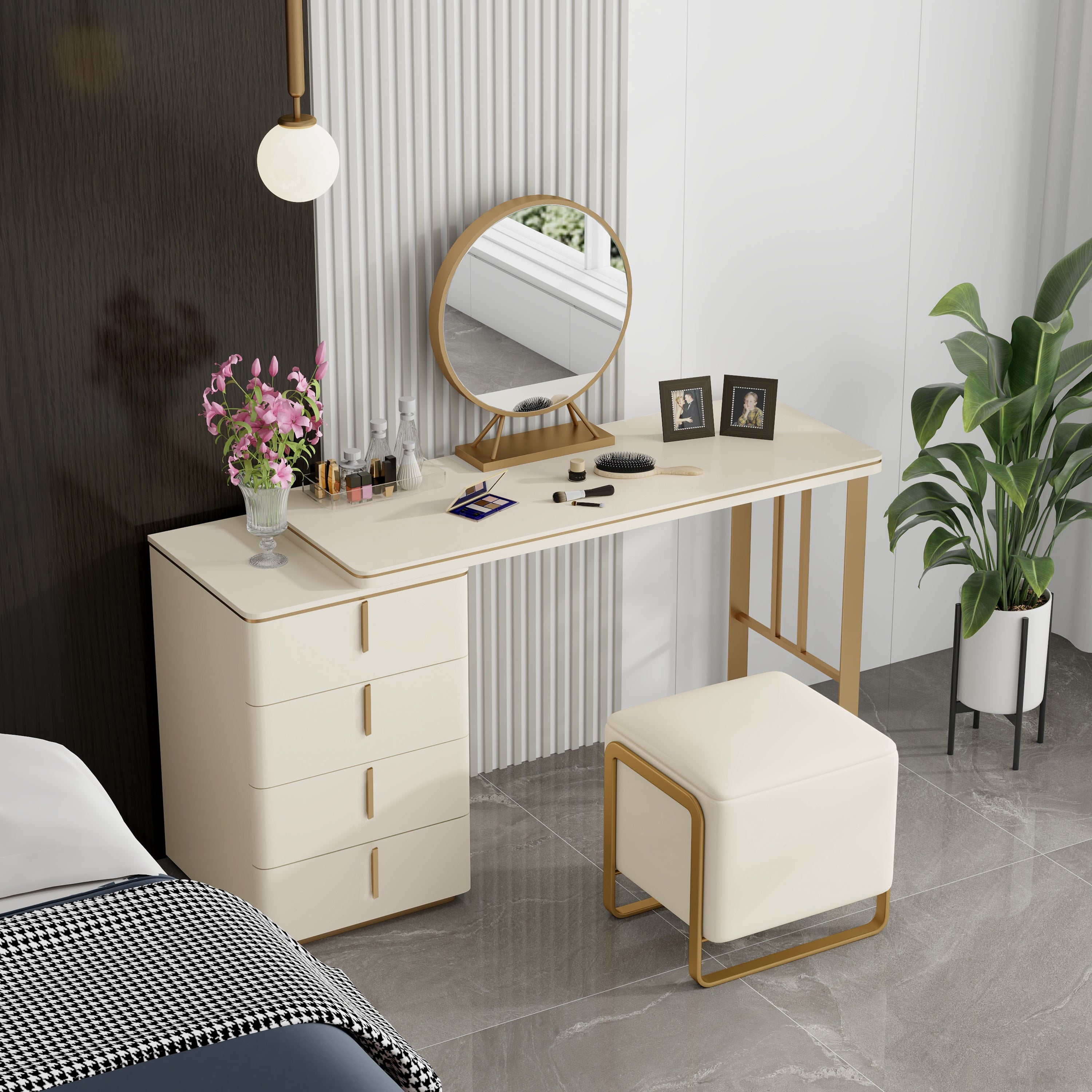 Modern Makeup Vanity Set - Beige
