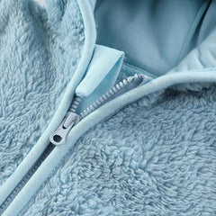 Baby Sherpa Fleece Hooded Jacket, Soft Plush Winter Coat with Bear Ears, Zip-Up for Toddlers