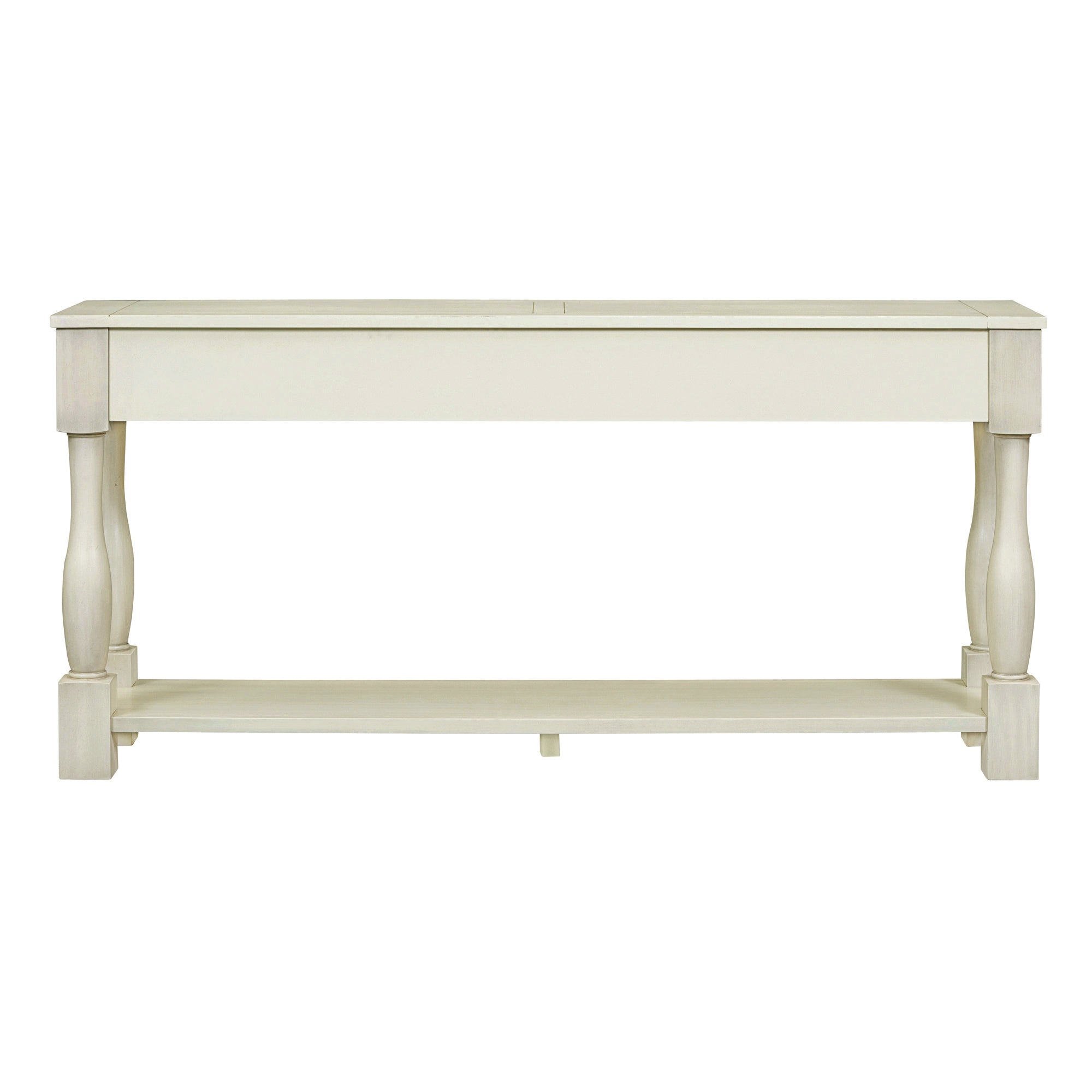 63" Long Console Table with Drawers and Shelf for Entryway, Hallway, Living Room - Antique White