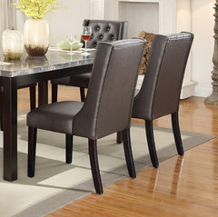 Set of 2 Chairs Modern Faux Leather Espresso Tufted Birch veneer MDF Kitchen Dining Room