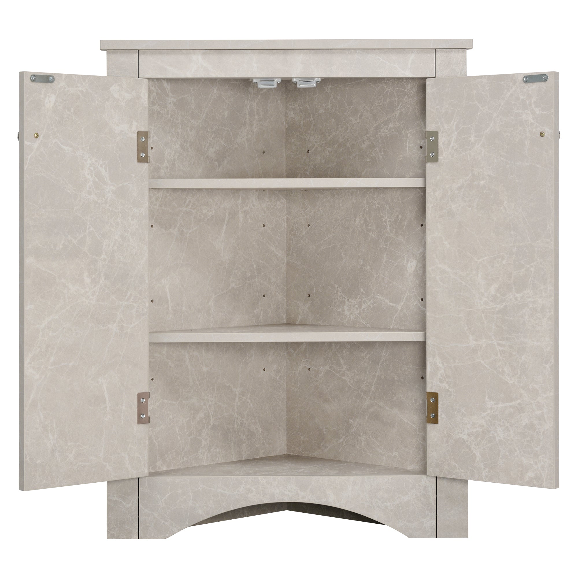 White Marble Triangle Bathroom Storage Cabinet with Adjustable Shelves